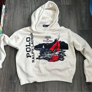 Polo by Ralph Lauren White Hoodie with Navy Logo